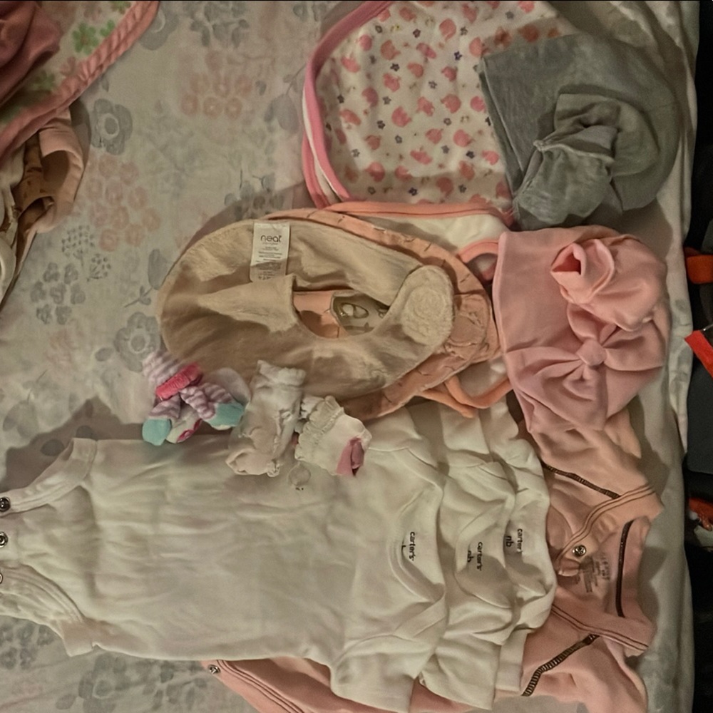 Carter's Pink and White Bodysuits Soft Stretchy Fabric